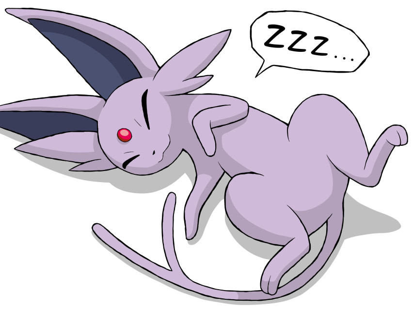 2024 4:3 ambiguous_gender digital_media_(artwork) eeveelution espeon feral fur generation_2_pokemon hi_res knight-of-syrinx nintendo pokemon pokemon_(species) purple_body purple_fur sleeping sound_effects tail text vowelless vowelless_sound_effect zzz