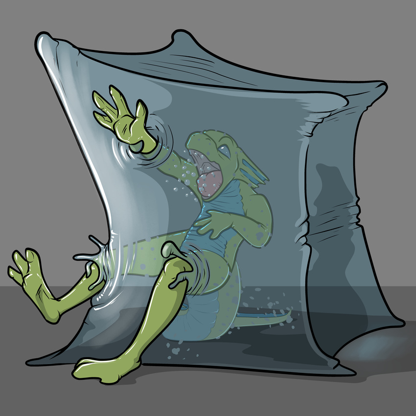3_toes 4_fingers akudrache amphibian anthro asphyxiation bubble choking digital_media_(artwork) drowning fin gelatinous_cube goo green_skin milk_(character) newt scalie simple_background slime struggling toes vore