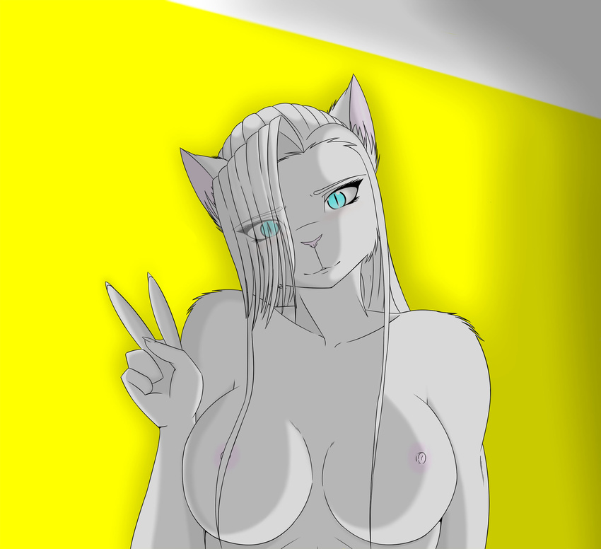 angel anjogatobr big_breasts breasts cat drawing feline female furaffinity hair invalid_color invalid_tag mammal mericella mother parent photo studio white_hair