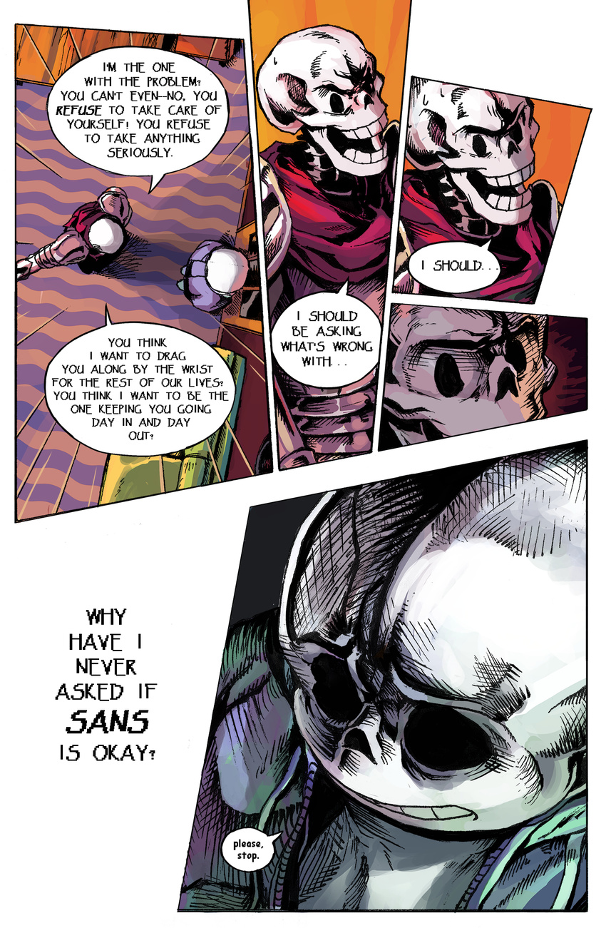 2017 animated_skeleton armor bone clothed clothing comic digital_media_(artwork) english_text fluffyslipper hi_res male not_furry papyrus_(undertale) sans_(undertale) skeleton teeth text undead undertale video_games