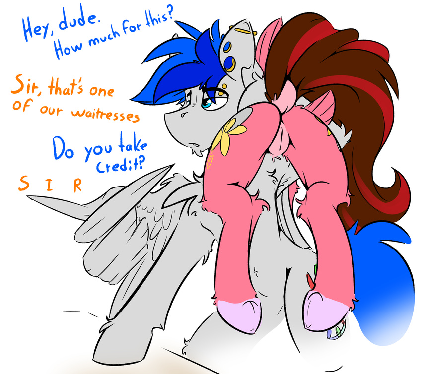 butt cutie_mark duo english_text equine fan_character feathered_wings feathers female humor male mammal my_little_pony pegasus pussy ralek_(mlp) ralekarts text wings