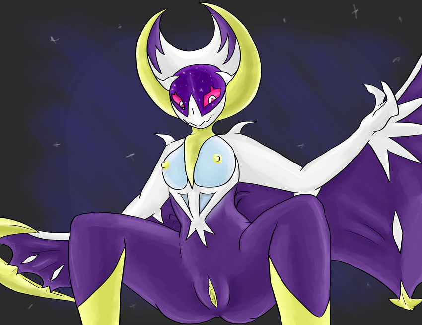 2017 absurd_res anthro anthrofied areola bat bat_wings betlv breasts butt claws clitoris crouching digital_media_(artwork) fangs female hi_res legendary_pok&eacute;mon looking_down lunala mammal membranous_wings nintendo nipples nude pink_sclera plump_labia pok&eacute;mon pok&eacute;morph pok&egrave;mon purple_body purple_wings pussy shaded simple_background smaller_version_at_source solo star video_games white_body winged_arms wings yellow_nipples yellow_pussy