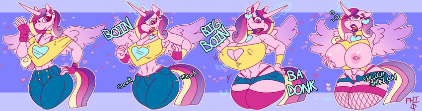anthro bimboification breast_expansion breasts cleavage clothed clothing ear_piercing equine expansion female friendship_is_magic horn invalid_tag lipstick makeup mammal masturbation my_little_pony nipple_piercing nipples piercing princess_cadance_(mlp) scarfyace_(artist) solo thong winged_unicorn wings