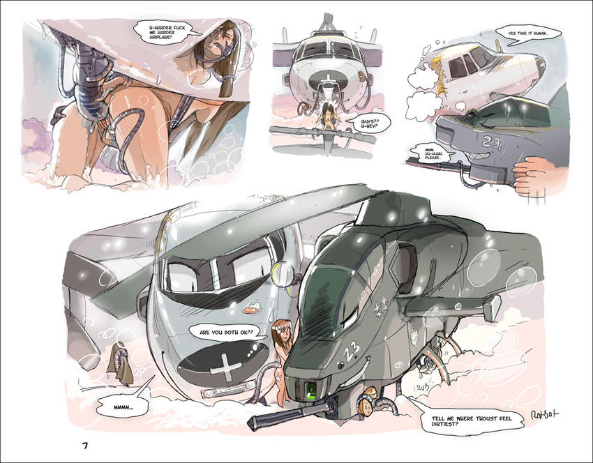 aircraft airplane female helicopter human larger_male living_machine machine male mammal navy not_furry nude orgasm penis ranged_weapon ratbat size_difference weapon