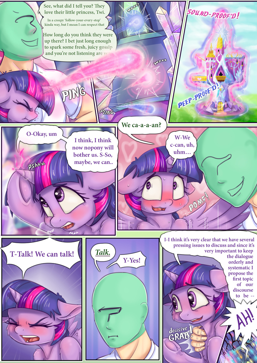 2017 absurd_res alcor90 anon blush clothed clothing comic dialogue duo english_text equine eyes_closed feathered_wings feathers female friendship_is_magic fur hair hi_res hooves horn human magic mammal my_little_pony open_mouth purple_fur sweat text twilight_sparkle_(mlp) winged_unicorn wings