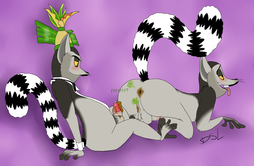 fart feces king_julien madagascar male male/male scat shit_on_cock shitty_anus
