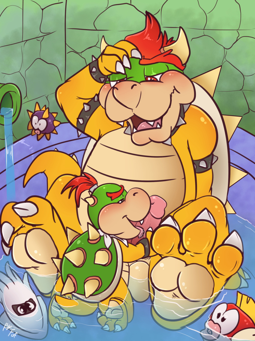 age_difference bowser bowser_jr. cub father father_and_son fuf incest koopa licking male male/male mario_bros nintendo oral parent penis penis_lick scalie sex son tongue tongue_out video_games young