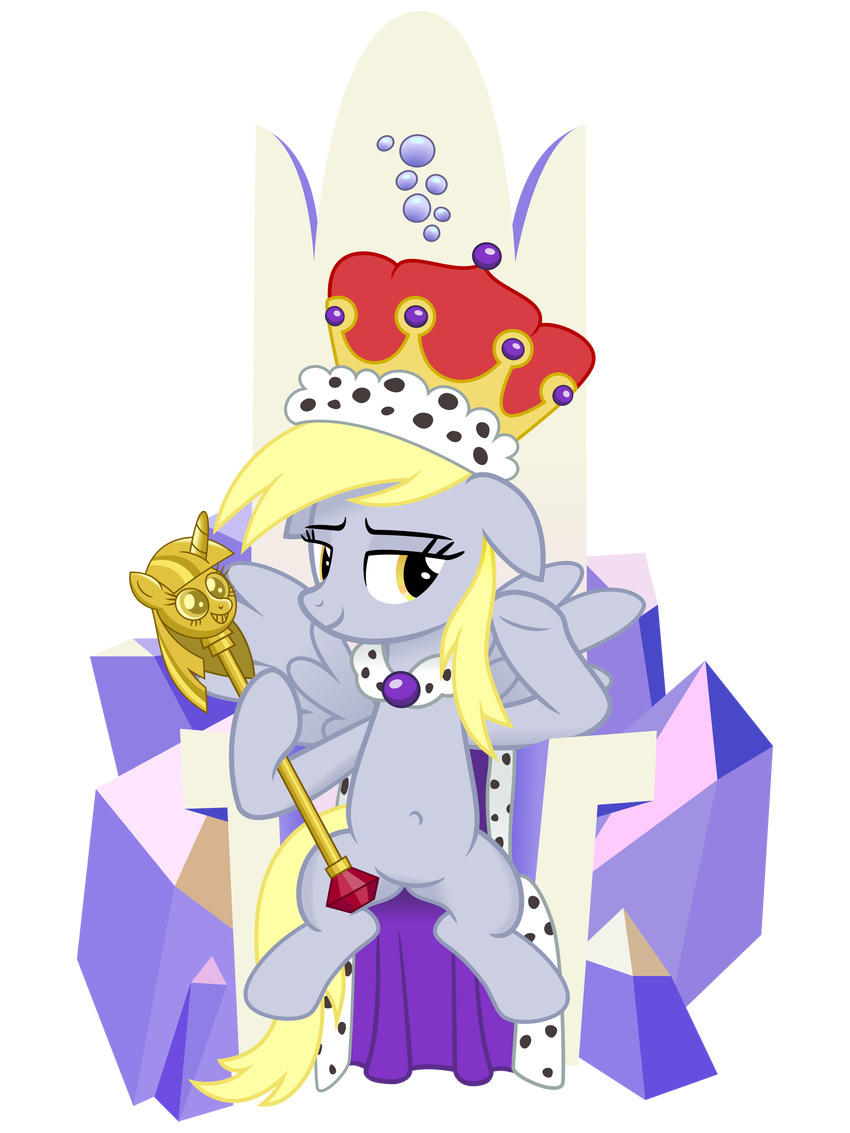 2017 cape chair cheezedoodle96 clothing crown derpy_hooves_(mlp) equine female friendship_is_magic hi_res mammal my_little_pony pegasus solo throne twilight_scepter_(mlp) wings