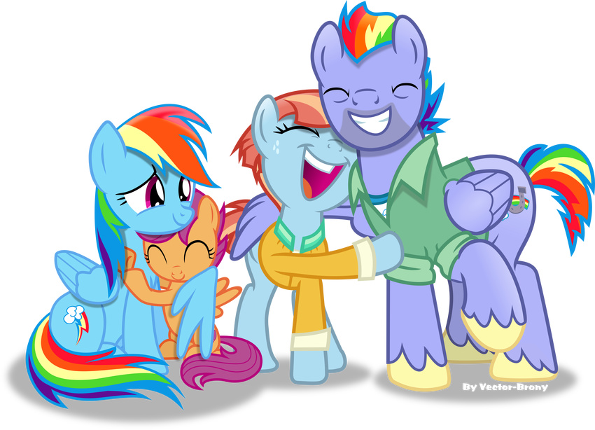 absurd_res bow_hothoof_(mlp) daughter equine family father father_and_daughter friendship_is_magic group hi_res hug husband_and_wife mammal mother mother_and_daughter my_little_pony parent pegasus rainbow_dash_(mlp) scootaloo_(mlp) vector vector-brony windy_whistles_(mlp) wings