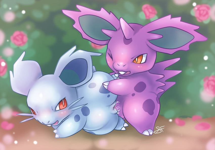 cute duo female feral feral_on_feral flower male male/female nidoran nidoran♀ nidoran♂ nintendo penetration penis plant pok&eacute;mon pussy rose slimefur sloppy_sideways vaginal vaginal_penetration video_games