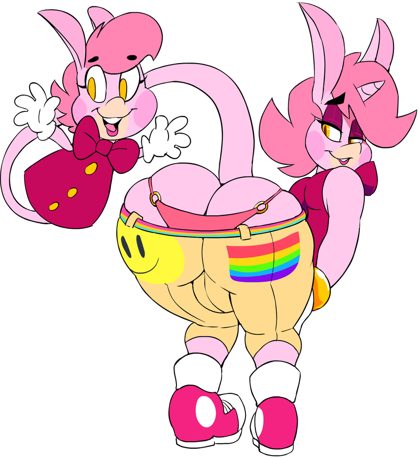 2017 alpha_channel anthro bent_over big_butt boon_(vimhomeless) butt clothed clothing crossdressing equine girly gloves hi_res horn jeans lipstick looking_back makeup male mammal pants puppet rainbow simple_background solo unicorn vimhomeless whale_tail