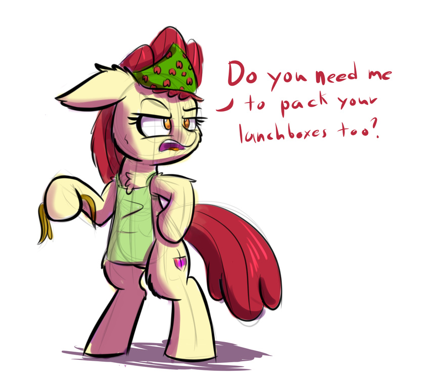 2016 annoyed apple_bloom_(mlp) apron bandanna biped clothing cub cutie_mark dialogue earth_pony equine female friendship_is_magic hair heir-of-rick horse mammal my_little_pony pony red_hair young