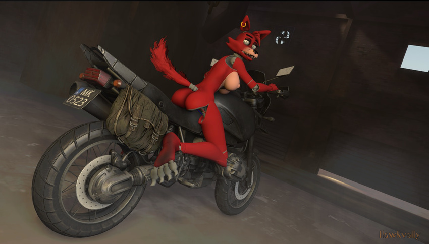 3d_(artwork) 4_toes anthro barefoot claws digital_media_(artwork) dirty_feet feet five_nights_at_freddy's foot_fetish foxy hawkvally motorcycle paws toes vehicle video_games