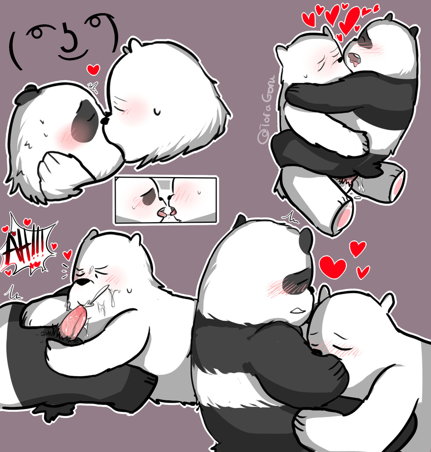 &lt;3 anal anal_penetration bear cartoon_network duo fellatio ice_bear kissing lenny_face male male/male mammal oral panda panda_(wbb) penetration penis polar_bear sex toragoru we_bare_bears