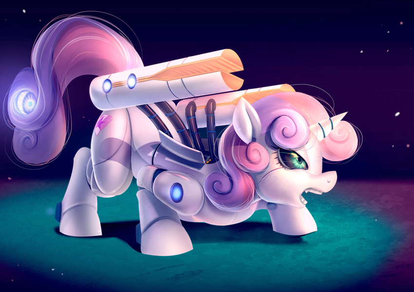 bakki female feral horn machine my_little_pony open_mouth robot solo sweetie_bot teeth