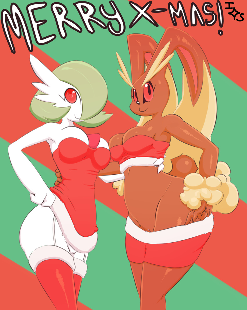 anthro breasts christmas cleavage clothed clothing female gardevoir holidays immortalstar lopunny nintendo pok&eacute;mon pussy video_games