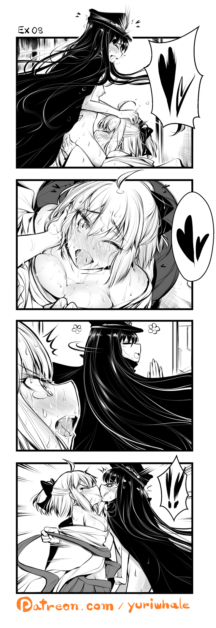 2girls demon_archer fate/grand_order fate_(series) kiss multiple_girls sakura_saber yuri yuriwhale
