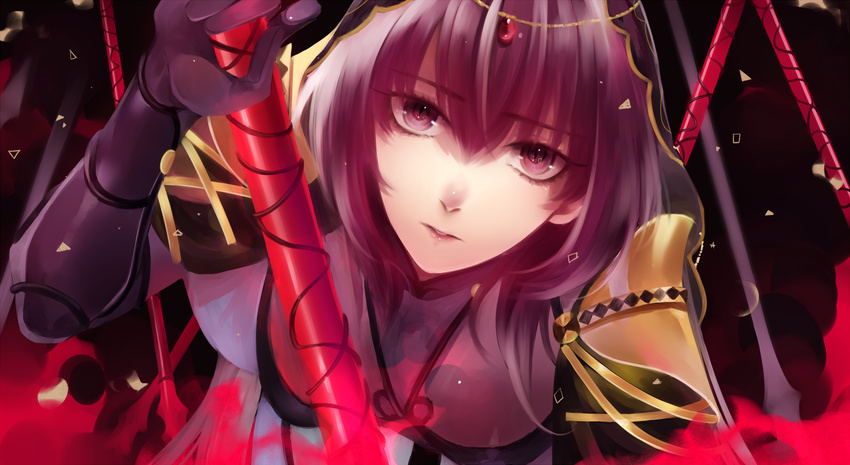 bad_id bad_pixiv_id brown_eyes brown_hair eyebrows_visible_through_hair fate/grand_order fate_(series) highres ichinosenen long_hair looking_at_viewer parted_lips scathach_(fate)_(all) scathach_(fate/grand_order) solo upper_body