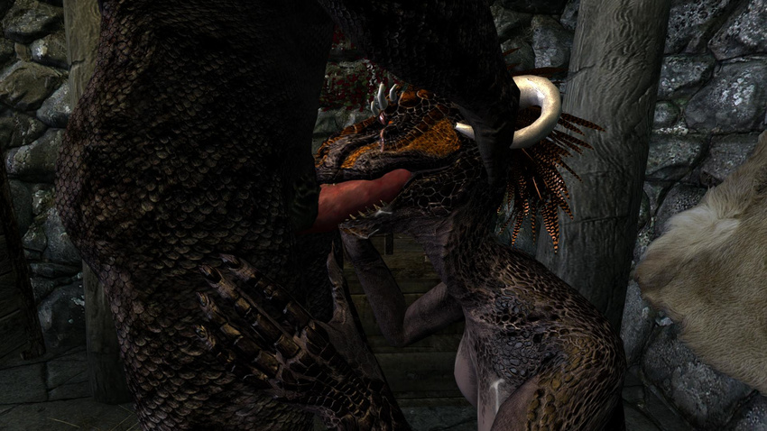 3d_(artwork) abs anatomically_correct argonian black_claws black_scales breasts brother brother_and_sister buttcheek caressing_head claws cum cum_on_breasts deep_throat digital_media_(artwork) eyes_meeting feathers fellatio hand_on_head horn incest kneeling open_mouth oral orange_feathers penis ralia_far_seer rallus_far_seer roguelizard scales scalie sex sibling sister size_difference small_dom_big_sub source_filmmaker standing_on_bed teeth the_elder_scrolls video_games white_horn