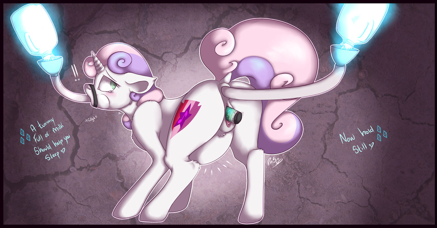 anal anal_penetration clitoris enema equine female feral forced friendship_is_magic horn implied_incest mammal milk my_little_pony penetration poisindoodles pussy rarity_(mlp) sex_toy solo sweetie_belle_(mlp) unicorn vibrator