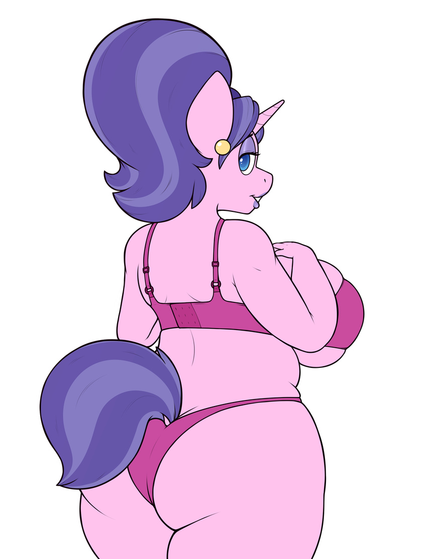 2017 absurd_res alpha_channel anthro anthrofied big_breasts big_butt blue_eyes bra breasts butt cleavage clothed clothing equine friendship_is_magic hi_res horn lipstick makeup mammal my_little_pony panties pearl_(mlp) simple_background solo stunnerpony transparent_background under_boob underwear unicorn