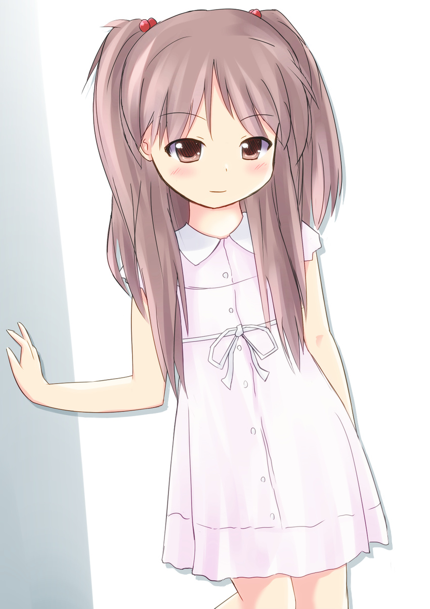 bad_id bad_pixiv_id blush brown_eyes brown_hair child dress highres long_hair mumu_(mumunyan) original solo two_side_up