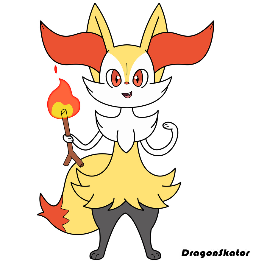 ambiguous_gender animated anthro braixen canine chibi dipstick_tail dragonskator fox inner_ear_fluff looking_at_viewer mammal multicolored_tail nintendo open_mouth pok&eacute;mon red_eyes red_nose solo video_games