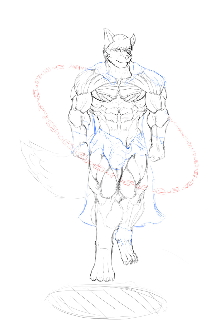 2017 abs anthro biceps big_muscles big_pecs bulge cactua canine clothing front_view grow growth huge_muscles male mammal manly muscular muscular_arms muscular_legs muscular_male pecs pectoral sketch wolf