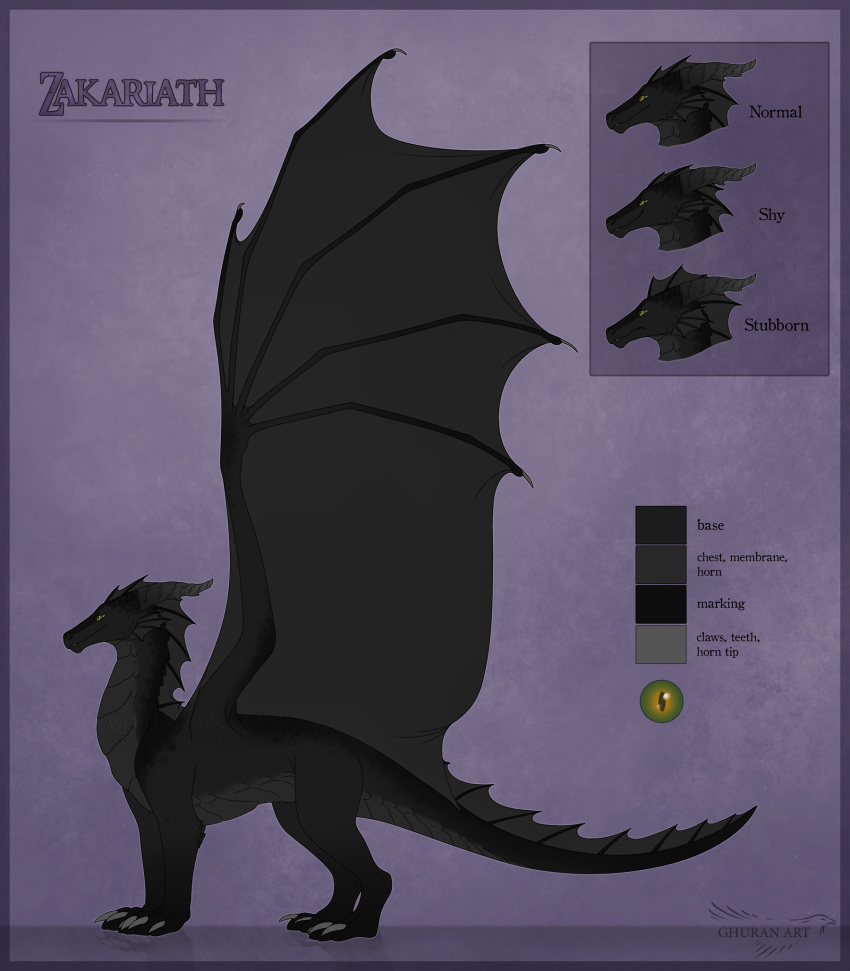 2019 claws digital_media_(artwork) dragon feral green_eyes horn hydlunn membranous_wings model_sheet scalie solo spines western_dragon wings