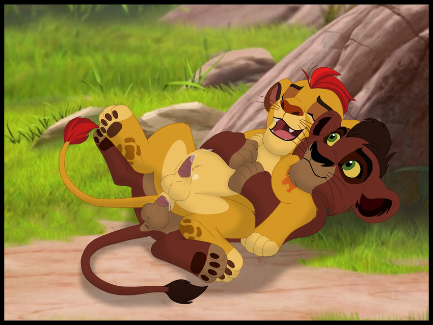 anal anal_penetration balls cub cum cum_inside disney duo erection feline feral kaion kion kovu male male/male mammal penetration penis the_lion_guard the_lion_king young