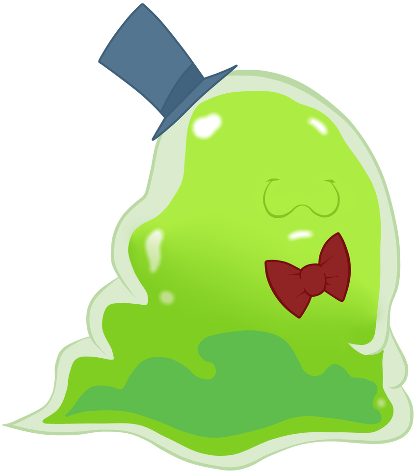 2015 alpha_channel ambiguous_gender bow_tie feral friendship_is_magic goo_creature green_goo hat my_little_pony simple_background slime smile solo the_smooze transparent_background virenth