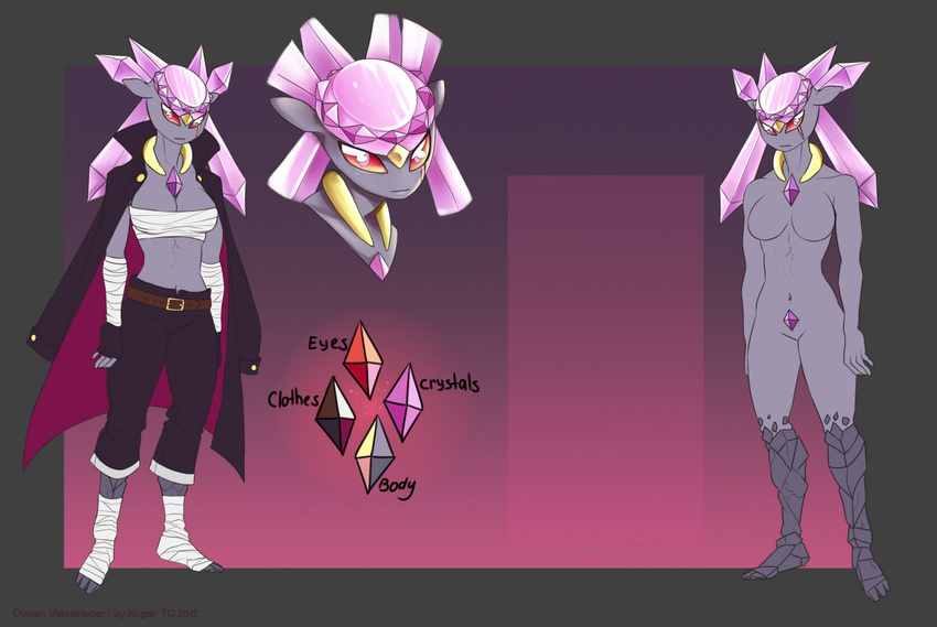 anthro diancie doja_(velociripper) kogar_tg legendary_pok&eacute;mon model_sheet nintendo pok&eacute;mon video_games