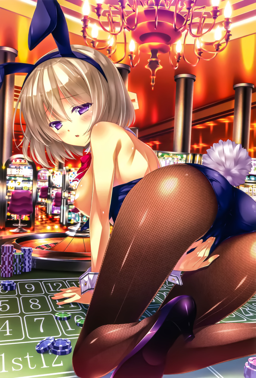 animal_ears ashishun ass breasts bunny_ears bunny_girl cameltoe fishnets heels kanna_kana marmalade masturbation nipples no_bra pantyhose primal_x_hearts tail