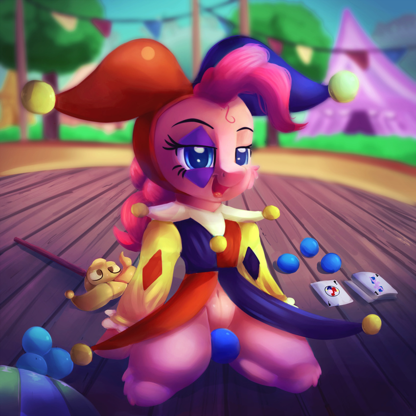 2017 clothed clothing costume earth_pony equine female feral friendship_is_magic hair horse mammal my_little_pony open_mouth outside pink_hair pinkie_pie_(mlp) pony sky solo thediscorded tree