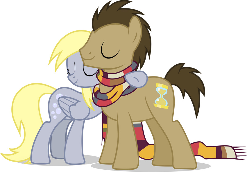 absurd_res blonde_hair clothed clothing cutie_mark derpy_hooves_(mlp) doctor_whooves_(mlp) earth_pony equine feathered_wings feathers female feral friendship_is_magic fur hair hi_res horse male mammal my_little_pony pegasus pony scarf smile tralomine_(artist) wings