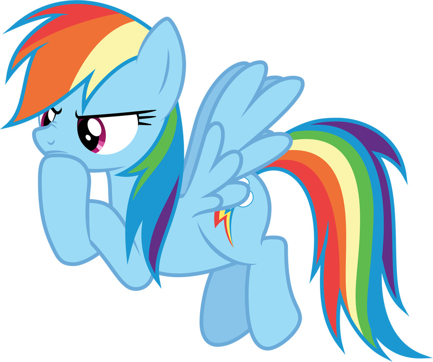 2016 alpha_channel blue_feathers crossed_legs cutie_mark equine feathered_wings feathers female feral flying friendship_is_magic frown hair hi_res lahirien mammal multicolored_hair my_little_pony pegasus purple_eyes rainbow_dash_(mlp) rainbow_hair simple_background solo thinking transparent_background wings