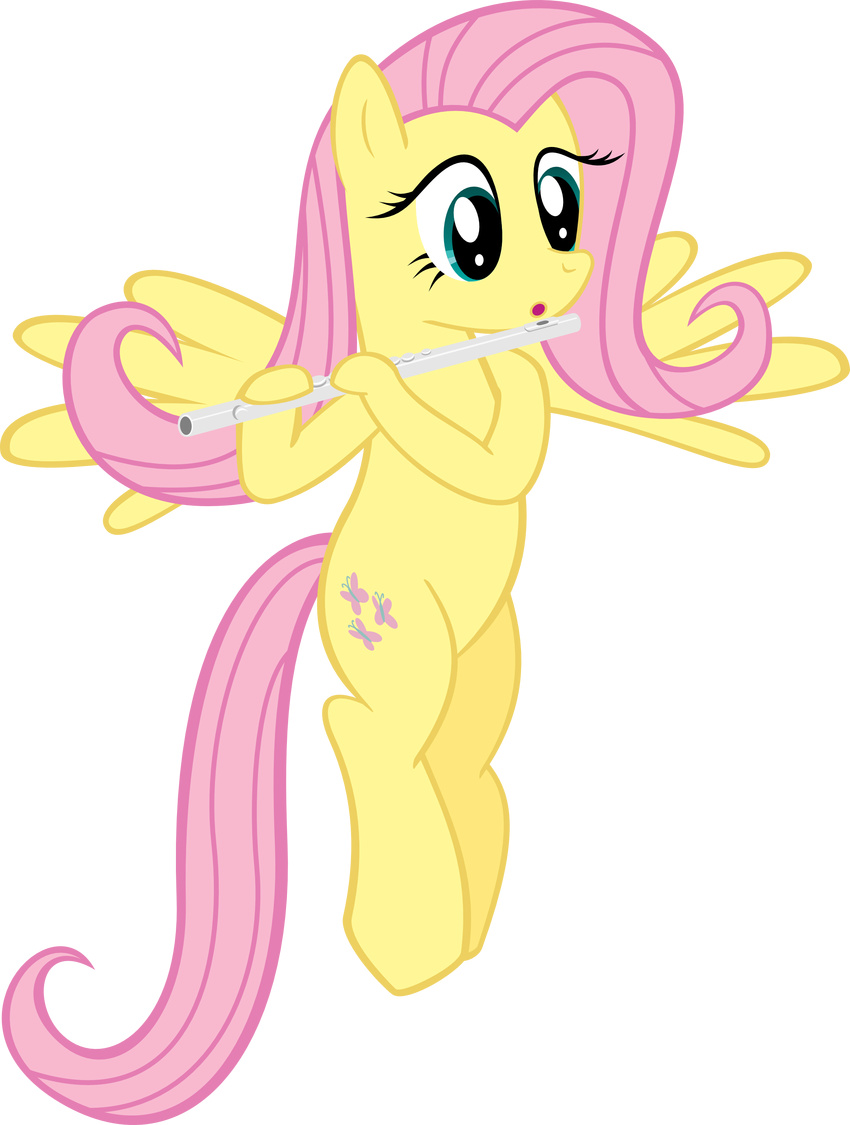 alpha_channel anthro blue_eyes cutie_mark equine feathered_wings feathers female flute fluttershy_(mlp) friendship_is_magic hair holding_musical_instrument hooves long_hair mammal musical_instrument my_little_pony open_mouth pegasus pink_hair playing_music semi-anthro simple_background solo supermatt314_(artist) wings yellow_body yellow_feathers