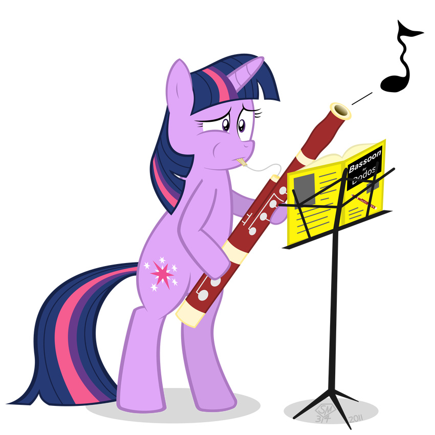 alpha_channel bassoon book cutie_mark equine female feral friendship_is_magic hair holding_musical_instrument holding_object horn mammal multicolored_hair musical_instrument my_little_pony playing_music purple_eyes simple_background solo supermatt314 transparent_background twilight_sparkle_(mlp) unicorn