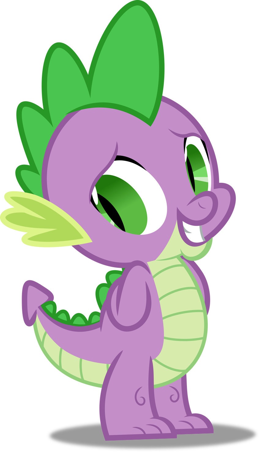 2015 3_toes alpha_channel anthro barefoot big_eyes dragon embarrassed flat_colors friendship_is_magic green_eyes hands_behind_back huge_head looking_aside looking_at_viewer male mifplm1 my_little_pony nude purple_eyes scalie semi-anthro simple_background slit_pupils smile spade_tail spike_(mlp) standing teeth toes toony transparent_background