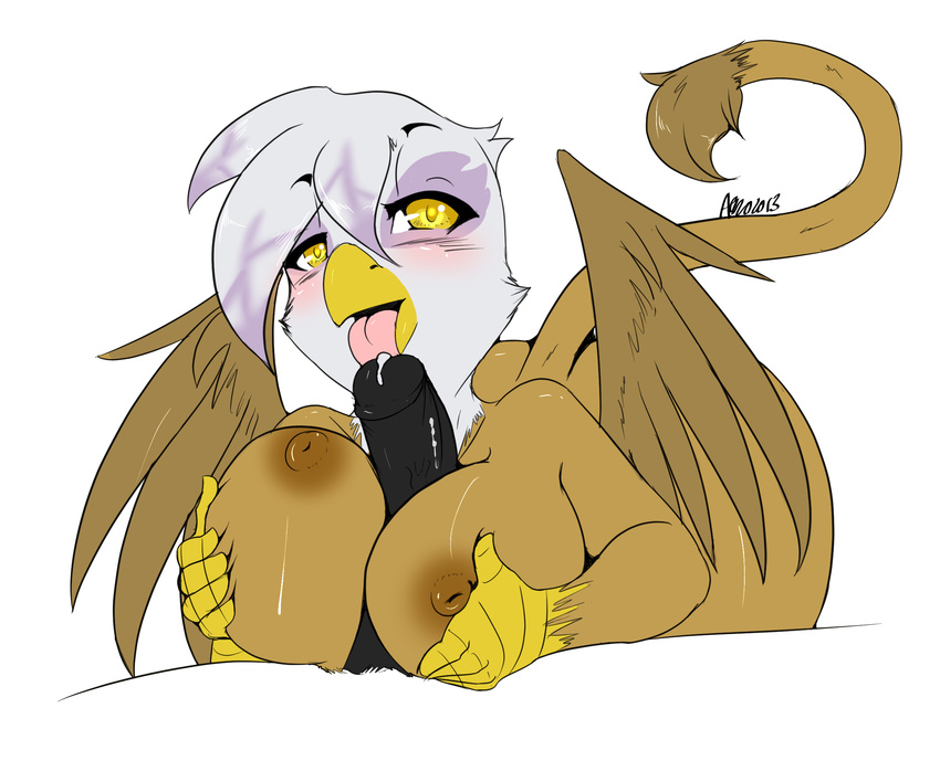 2013 anthro avante92 avian beak beakjob bent_over big_breasts black_penis blush breasts cum disembodied_penis duo erection feathered_wings feathers fellatio female friendship_is_magic gilda_(mlp) gryphon hi_res humanoid_penis licking looking_at_viewer male male/female my_little_pony nipples oral penis penis_lick sex solo_focus titfuck tongue tongue_out vein wings