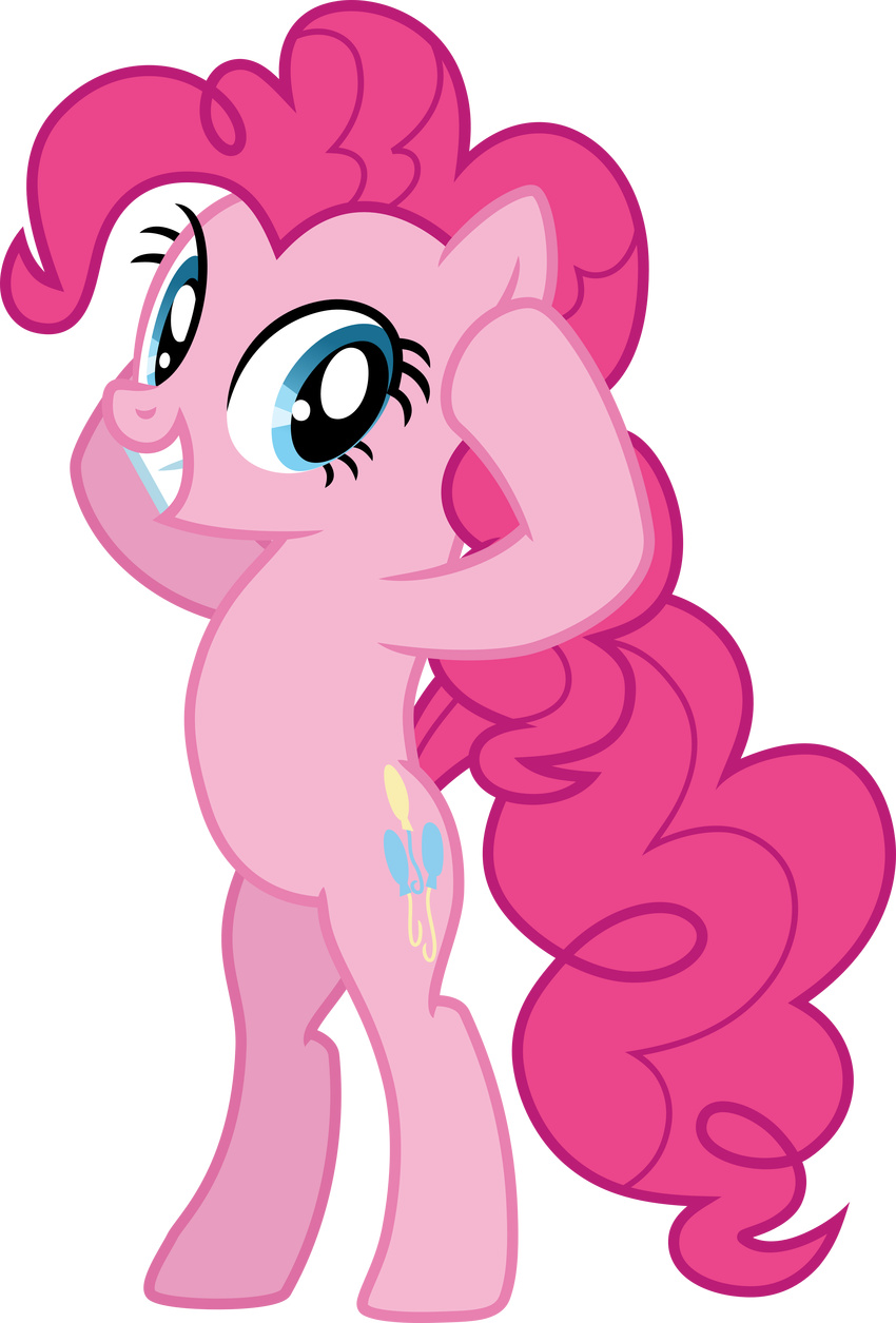 blue_eyes cutie_mark earth_pony equine female feral friendship_is_magic fur hair horse mammal my_little_pony pink_hair pinkie_pie_(mlp) pony smile solo standing weegeestareatyou