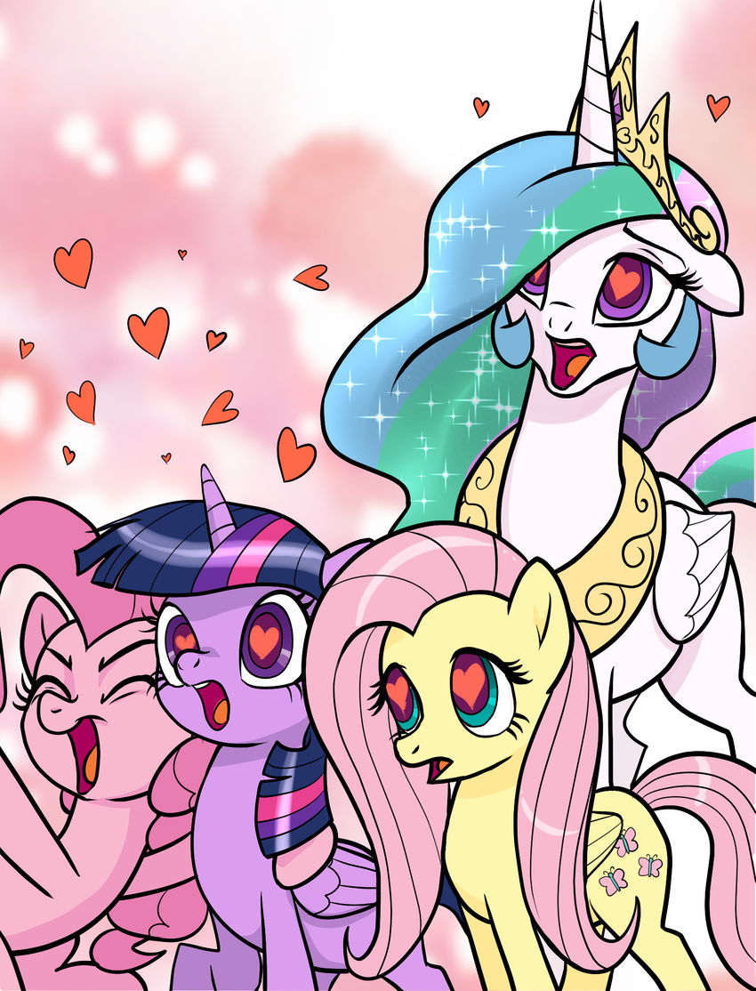 &lt;3 &lt;3_eyes 2017 cutie_mark equine feathered_wings feathers female feral fluttershy_(mlp) friendship_is_magic horn horse mammal my_little_pony open_mouth pegasus pencils_(artist) pinkie_pie_(mlp) pony princess_celestia_(mlp) reaction_image twilight_sparkle_(mlp) winged_unicorn wings