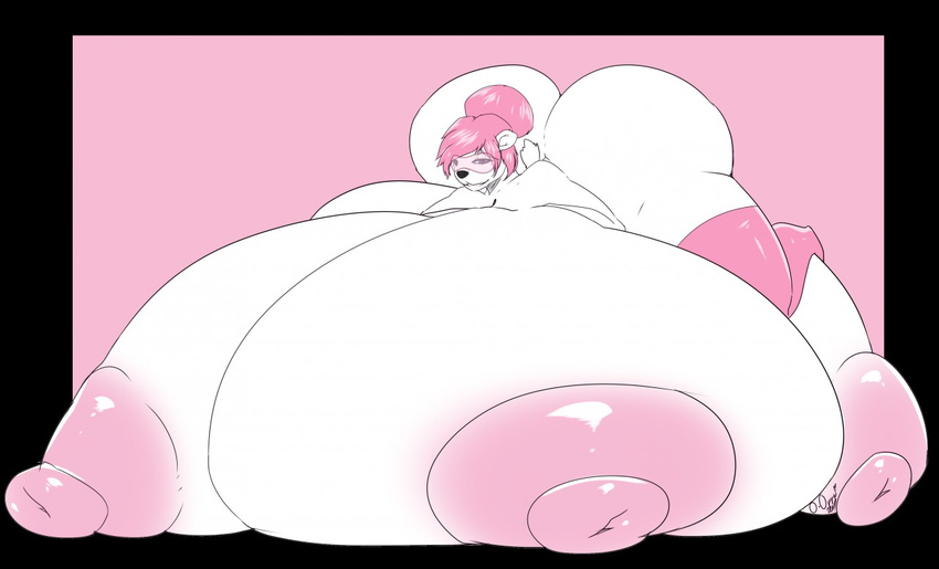 bear big_breasts blossom breasts clothing ditz eyewear female glasses hair huge_breasts hyper hyper_breasts legwear mammal mature_female mother multi_breast oppaioppaioppai parent pink_hair polar_bear quad_breasts stockings visor