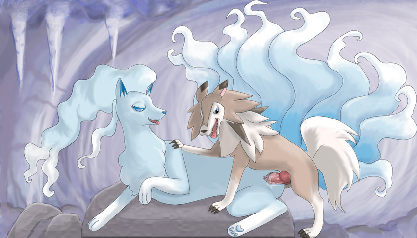 2017 alolan_ninetales animal_genitalia animal_penis blue_eyes blue_fur blue_pawpads brown_fur canine canine_penis cave claws detailed_background duo erection face_to_face fangs female feral feral_on_feral fluffy fox fur ice knot looking_pleasured lycanroc lying male male/female male_penetrating mammal midday_lycanroc missionary_position moonlight_rider multi_tail nature nintendo on_back on_side open_mouth panting pawpads paws penetration penis pok&eacute;mon pussy quadruped regional_variant sex sharp_teeth side_view size_difference smaller_male spread_legs spreading teeth toe_claws tongue tongue_out vaginal vaginal_penetration video_games wolf