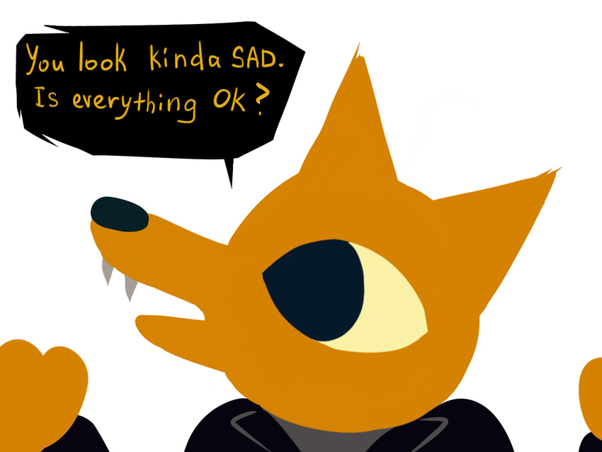 blue_eyes bodoodles canine fangs fox fur gregg_(nitw) mammal night_in_the_woods yellow_fur