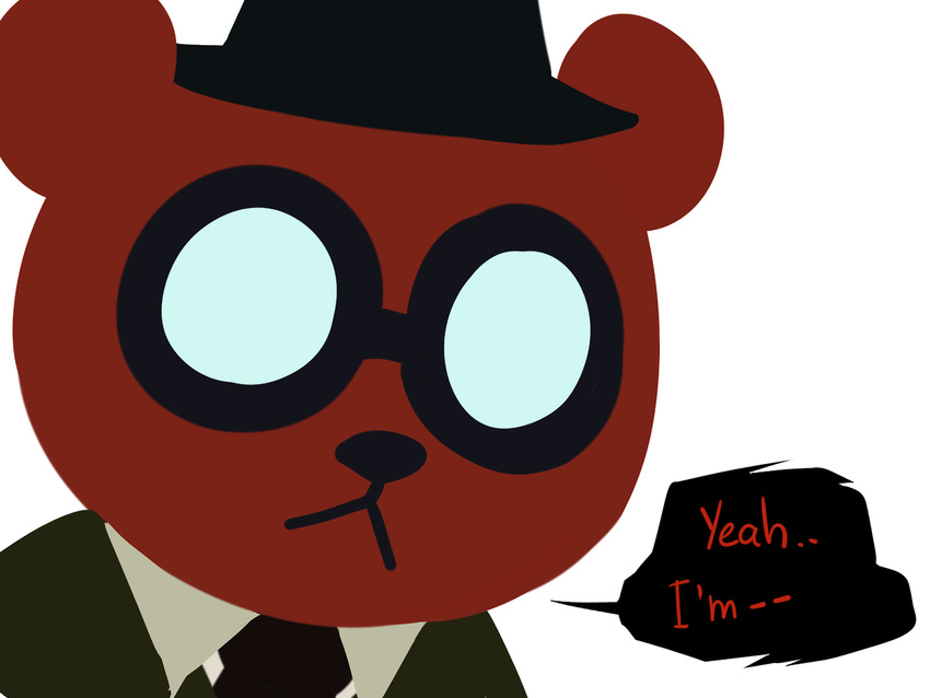 angus_(nitw) bear bodoodles brown_fur eyewear fur glasses hat mammal night_in_the_woods