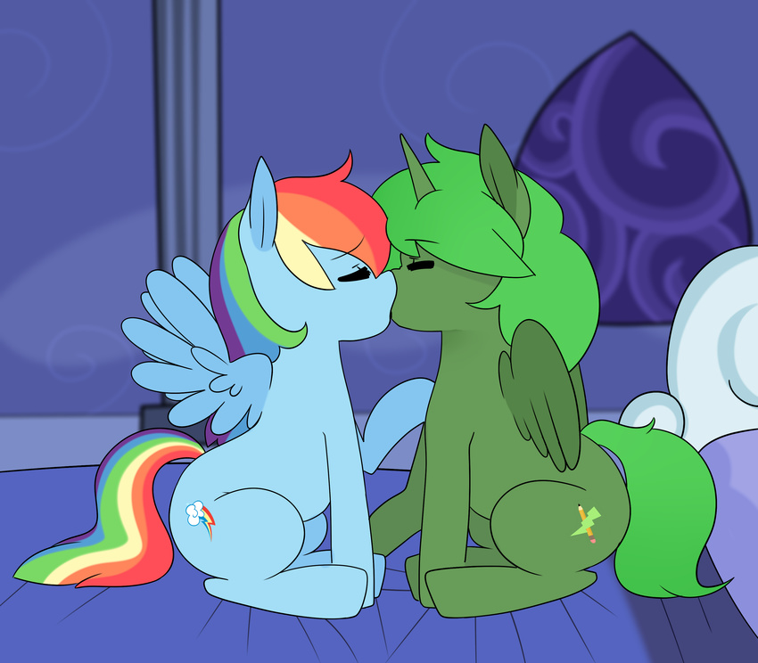2017 cutie_mark equine fan_character female friendship_is_magic horse kissing mammal my_little_pony nude pony rainbow_dash_(mlp) simple_background somescrub