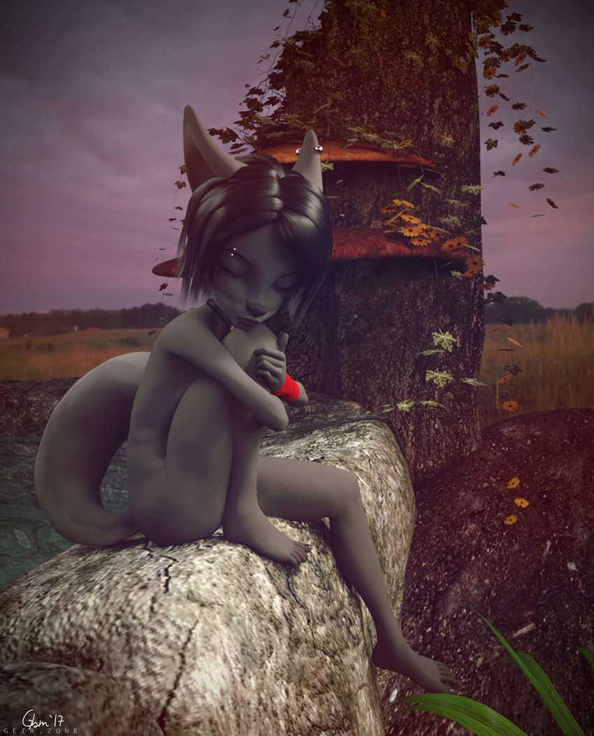 3d_(artwork) anthro barefoot canine cosmicbleats digital_media_(artwork) dog emo goth hi invalid_tag justin-parallax male mammal modelling nature nude res solo tasteful teenager tween wolf young