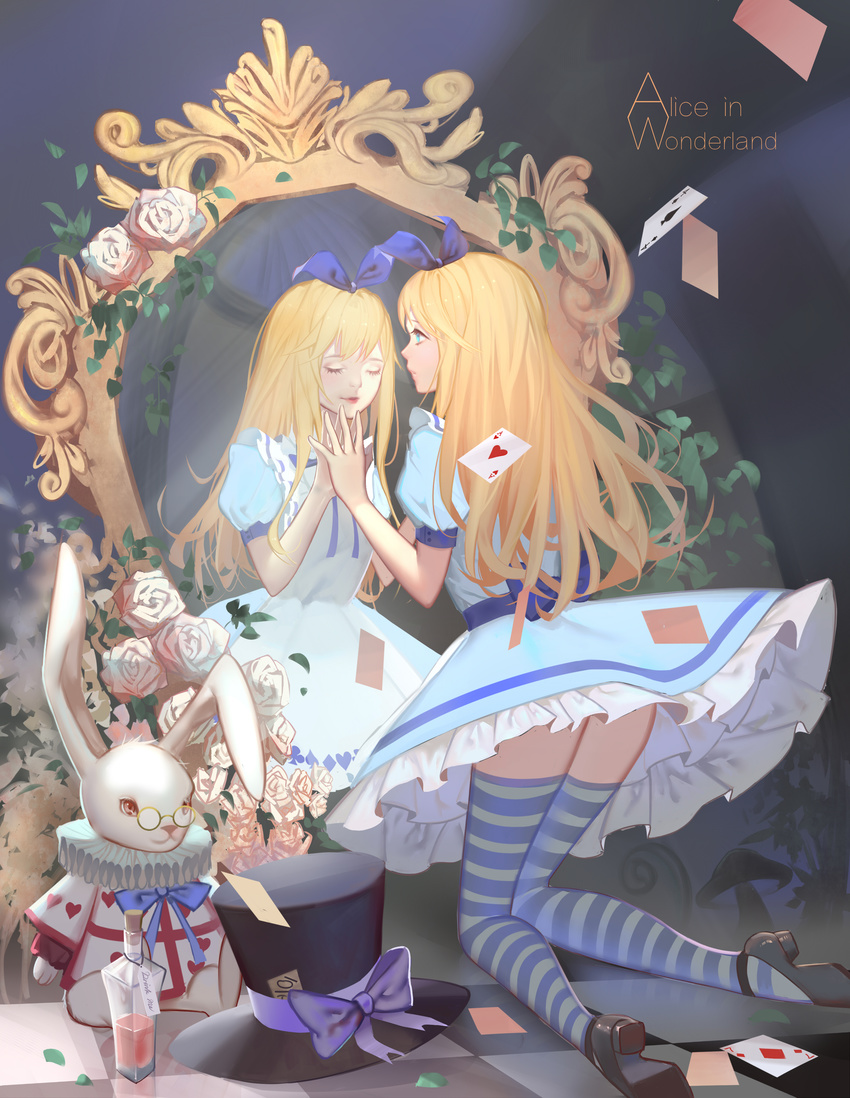 alice alice_in_wonderland dress heels tagme thighhighs white_rabbit