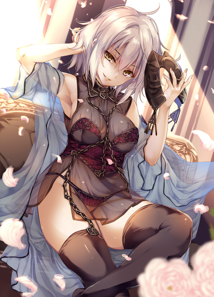 bra cleavage fate/apocrypha fate/grand_order fate/stay_night jeanne_alter lingerie monety pantsu ruler_(fate/apocrypha) see_through thighhighs